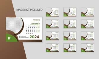 Desk calendar for 2024 year in clean minimal style. vector