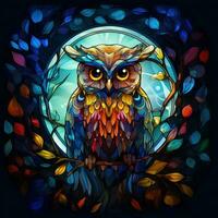 Owl in stained glass style photo