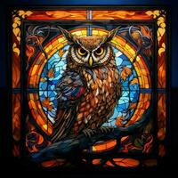 Owl in stained glass style photo