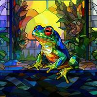 Frog in stained glass style photo