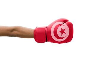 3D Flag on boxing gloves photo