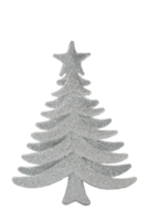 Shiny white Christmas tree with sparkles on isolated background. New Year greetings. Design element png