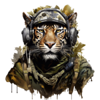 tigre dentro a Formato do uma soldado. especial registro. gerado de ai png