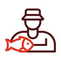 Fisherman Vector Thick Line Two Color Icons For Personal And Commercial Use.