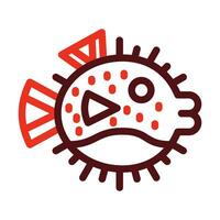 Puffer Fish Vector Thick Line Two Color Icons For Personal And Commercial Use.