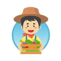 Farmer Harvesting Vegetables and Fruit Avatar vector