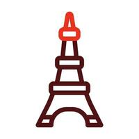 Eiffel Tower Vector Thick Line Two Color Icons For Personal And Commercial Use.
