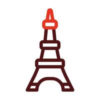 Eiffel Tower Vector Thick Line Two Color Icons For Personal And Commercial Use.