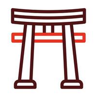 Torii Gate Vector Thick Line Two Color Icons For Personal And Commercial Use.