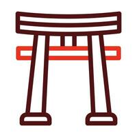 Torii Gate Vector Thick Line Two Color Icons For Personal And Commercial Use.