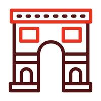 Arc De Triomphe Vector Thick Line Two Color Icons For Personal And Commercial Use.