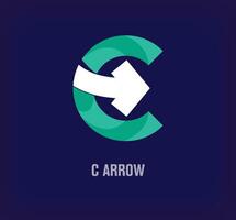 Arrow logo with creative letter c. Unique color transitions. Company logo template from letter C. vector