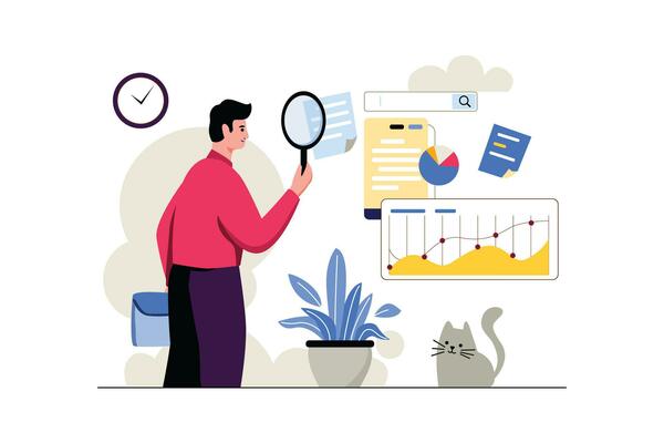 Document Search - Flat Vector