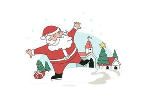 Playful Santa Claus In The Snow vector