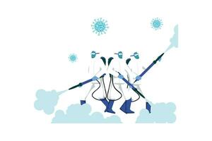 Coronavirus Disinfectant Workers Flat Concept vector