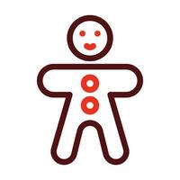 Gingerbread Man Vector Thick Line Two Color Icons For Personal And Commercial Use.