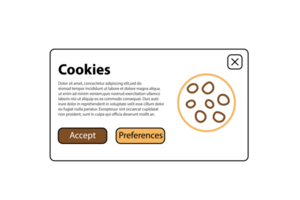 Internet web pop up for cookie policy notification. Website uses cookies banner png