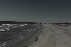 yo amado el Mira de esta playa escena como el olas estrellado en. el bonito Mira de el de capa blanca sordo corriendo en a el costa. el arena demostración diferente tono a dónde el agua una vez era. foto