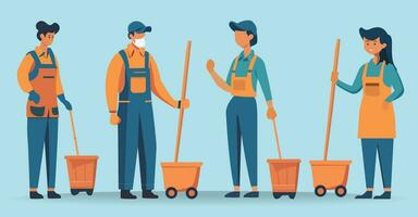 Cleaning service collection flat illustration vector