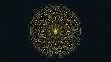 Abstract golden shade gradient mandala in dark green background. vector