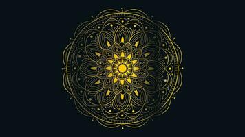 Abstract golden shade gradient mandala in dark green background. vector