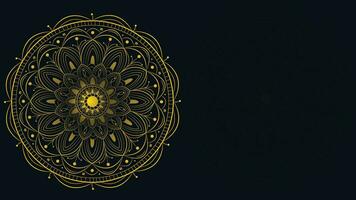 Abstract golden shade gradient mandala in dark green background. vector