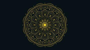 Abstract golden shade gradient mandala in dark green background. vector