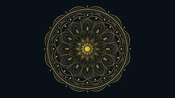 Abstract golden shade gradient mandala in dark green background. vector