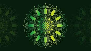 Abstract minimalist design creative Mandala background. This perfect mandala can be used as a banner or logo. This green gradient color shade flower background is perfect for content use. vector