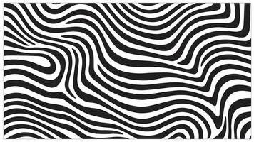 Zebra pattern Abstract Geometric Distirted Wave Background. Black and White 3D Swirl Objects Shapes. Minimalism Still Life Style Free Vector