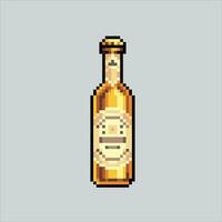 Pixel art illustration Beer Bottle. Pixelated Beer. Beer bottle icon pixelated for the pixel art game and icon for website and video game. old school retro. vector