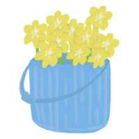 Flowers in bucket Oil Paint png