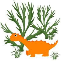 Cute little dinosaur portrait.  Cartoon, adorable diplodocus. Merrily stomps to adventure. Vector illustration. Isolated on a white background. Print for a boys in the nursery.