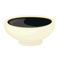 Bowl soy sauce. shoyu. Vector stock illustration. Isolated on a white background. Close-up. View from above.