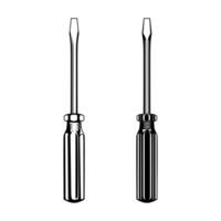 Black and white illustration of screwdriver vector icon. Mechanical tool collections.