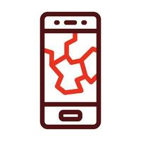 Broken Phone Vector Thick Line Two Color Icons For Personal And Commercial Use.