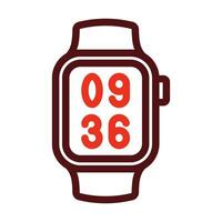 reloj inteligente vector grueso línea dos color íconos para personal y comercial usar.