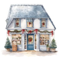 Christmas House Clipart, Watercolor Christmas Village AI Generated. png