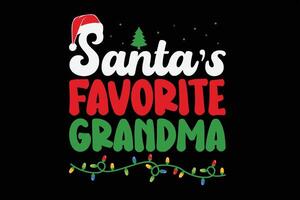 Santa's Favorite Grandma Christmas T-Shirt Design vector