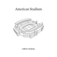 Graphic Design of the Gillette Stadium Boston City. FIFA World Cup 2026 in United States, Mexico, and Canada. American International Football Stadium. vector