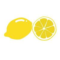 Lemon full and sliced illustration. vector