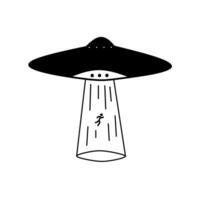 UFO try to kidnap a person with its beam lights. vector