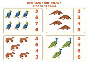 Count all Asian animals and circle the correct answers. vector