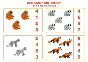 Count all Asian animals and circle the correct answers. vector