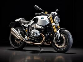 BMW R nineT exhibition. Generative AI photo