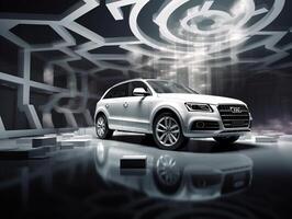 Audi Q5 exhibition. Generative AI photo