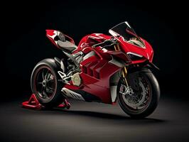 Ducati Panigale V4 exhibition. Generative AI photo