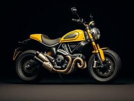 Ducati Scrambler exhibition. Generative AI photo