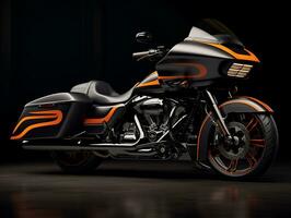 Harley-Davidson Road Glide exhibition. Generative AI photo