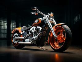 Harley Davidson grasa chico exhibición. generativo ai foto